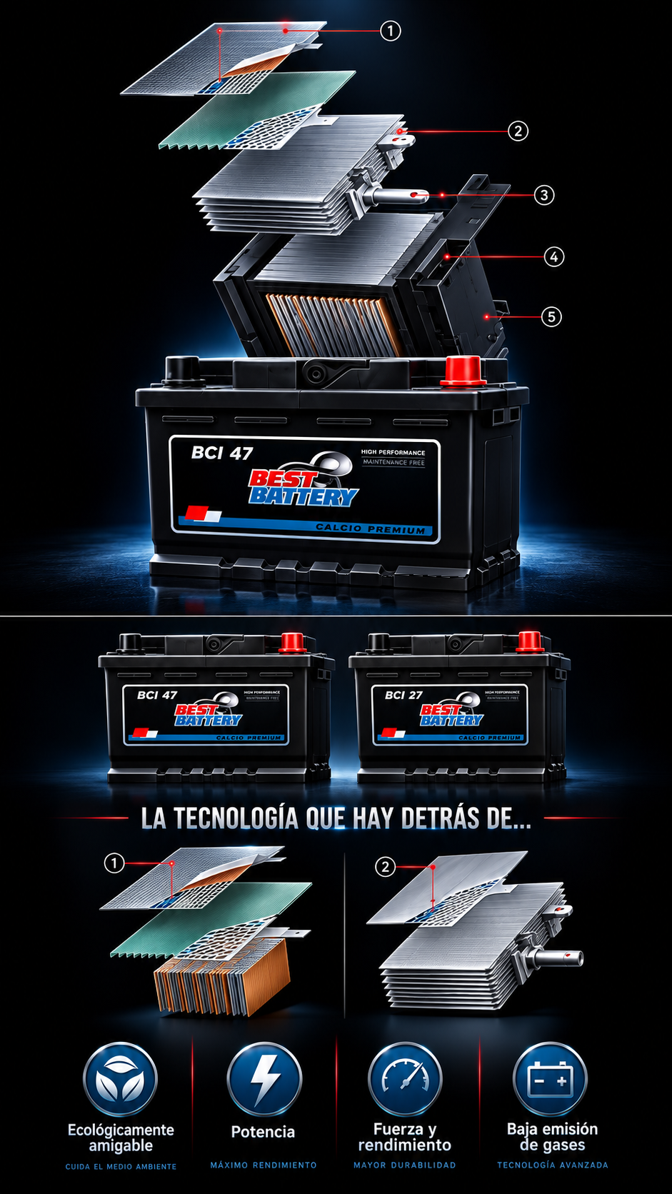 Tecnología interna y modelos de baterías BEST BATTERY